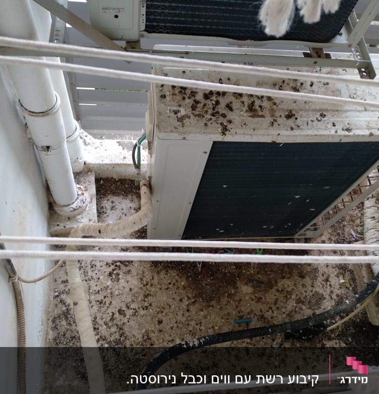 לכלוך יונים על מזגן ומרפסת